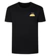 Thumbnail Black crew neck T-shirt front view with small taco chest print.